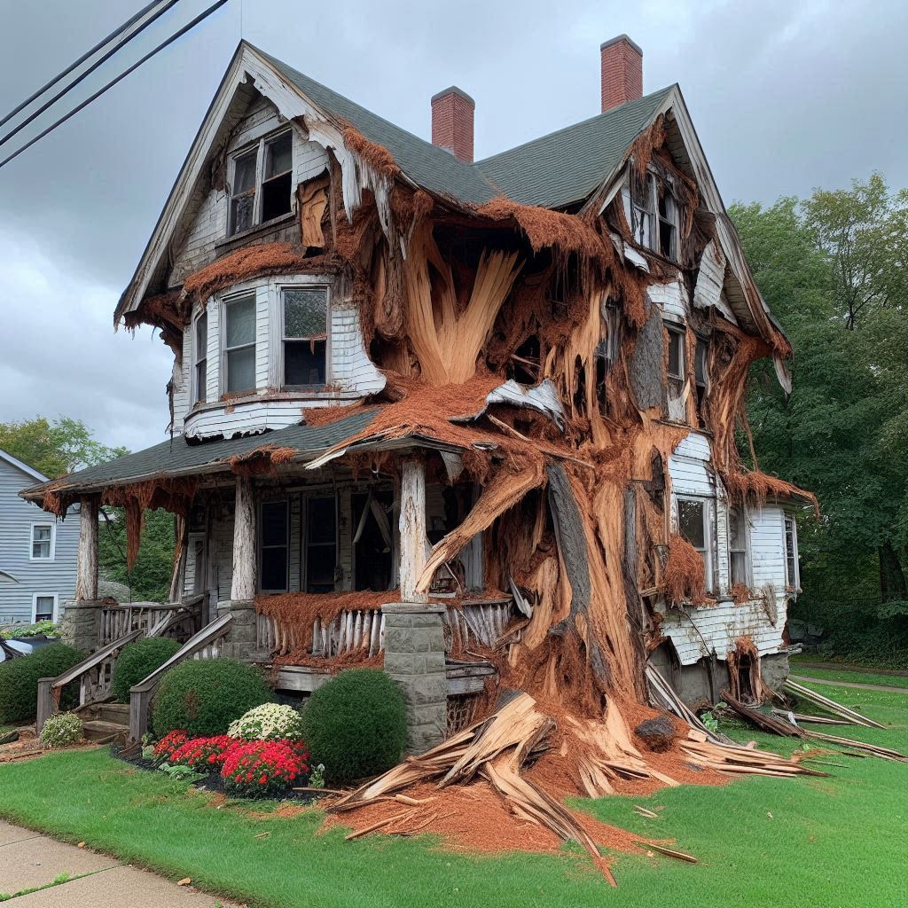 Signs Your Waltham Home Needs a Tree Inspection Damaged tree on an Waltham home showing signs of disease and decay